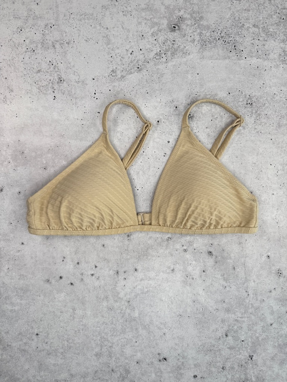 Aerie Jacquard Triangle Bikini Top Size M Sand Beige Adjustable Straps Padded